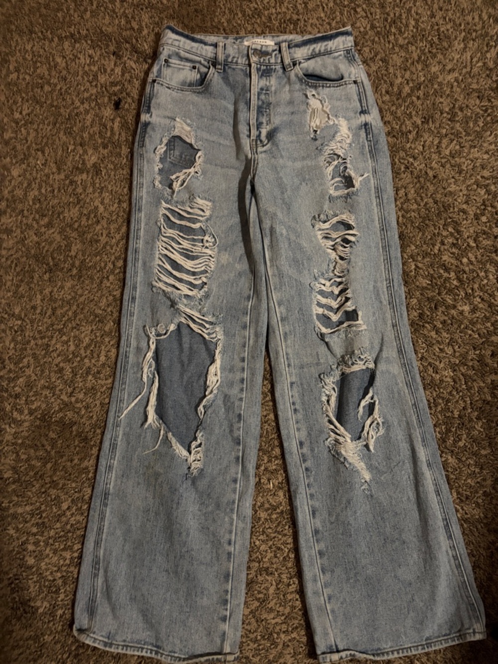 PacSun Light Blue Distressed Wide-Leg Jeans